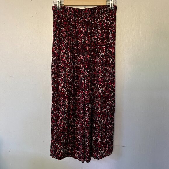 Fusion Gaucho Pants Womens Medium Asian Red Capri Tie Waist Wide Leg - Picture 7 of 9